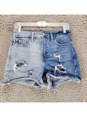 Old Navy Shorts Womens 6 Blue Two Tone Stretch Denim OG Straight Jorts